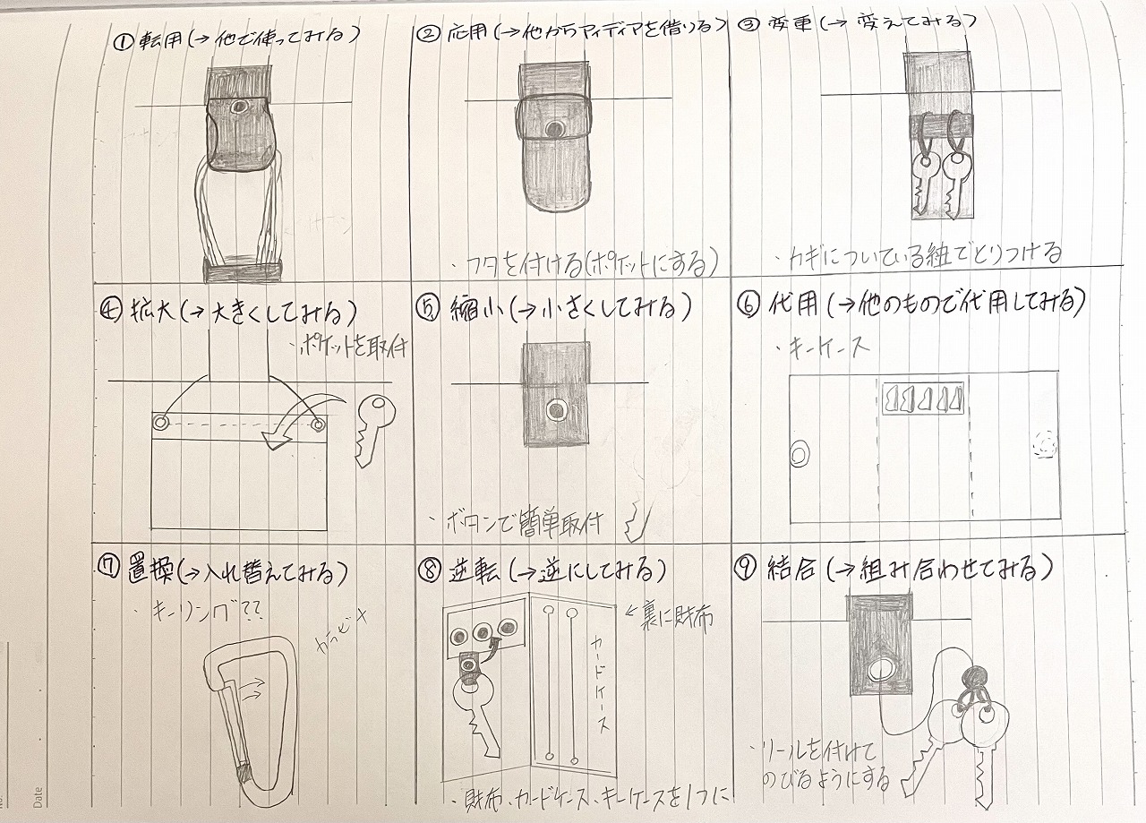 9개로 부풀린 아이디어 스케치